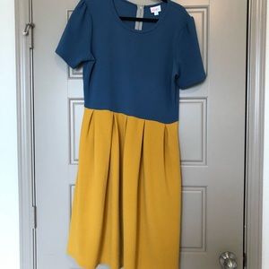Navy and Gold LuLaRoe Amelia Dress